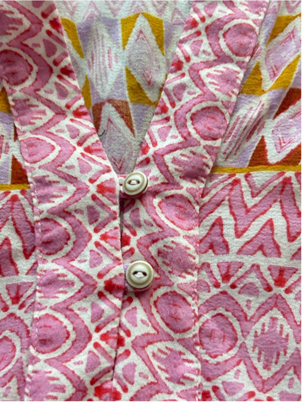 Xirena Billie Dress M Pink Geometric Block Print Cotton Babydoll Mini - Picture 10 of 12